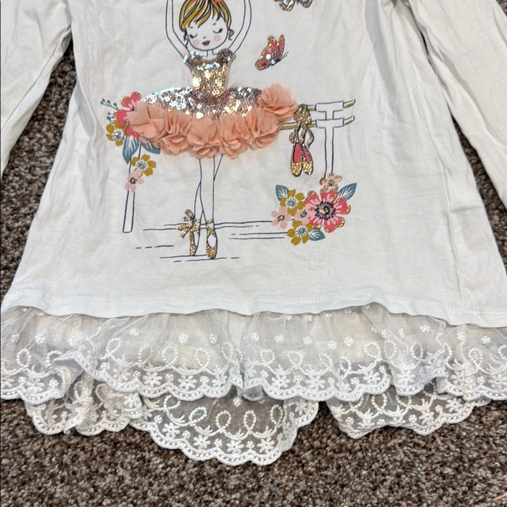 Tommy Bahama White Long Sleeve Tee with Ruffle Trim - Picture 4 of 5